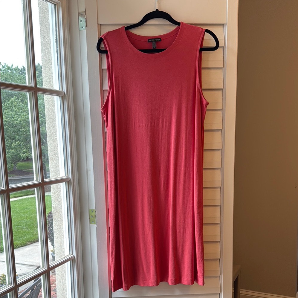Eileen Fisher Sleeveless Midi Dress In Coral